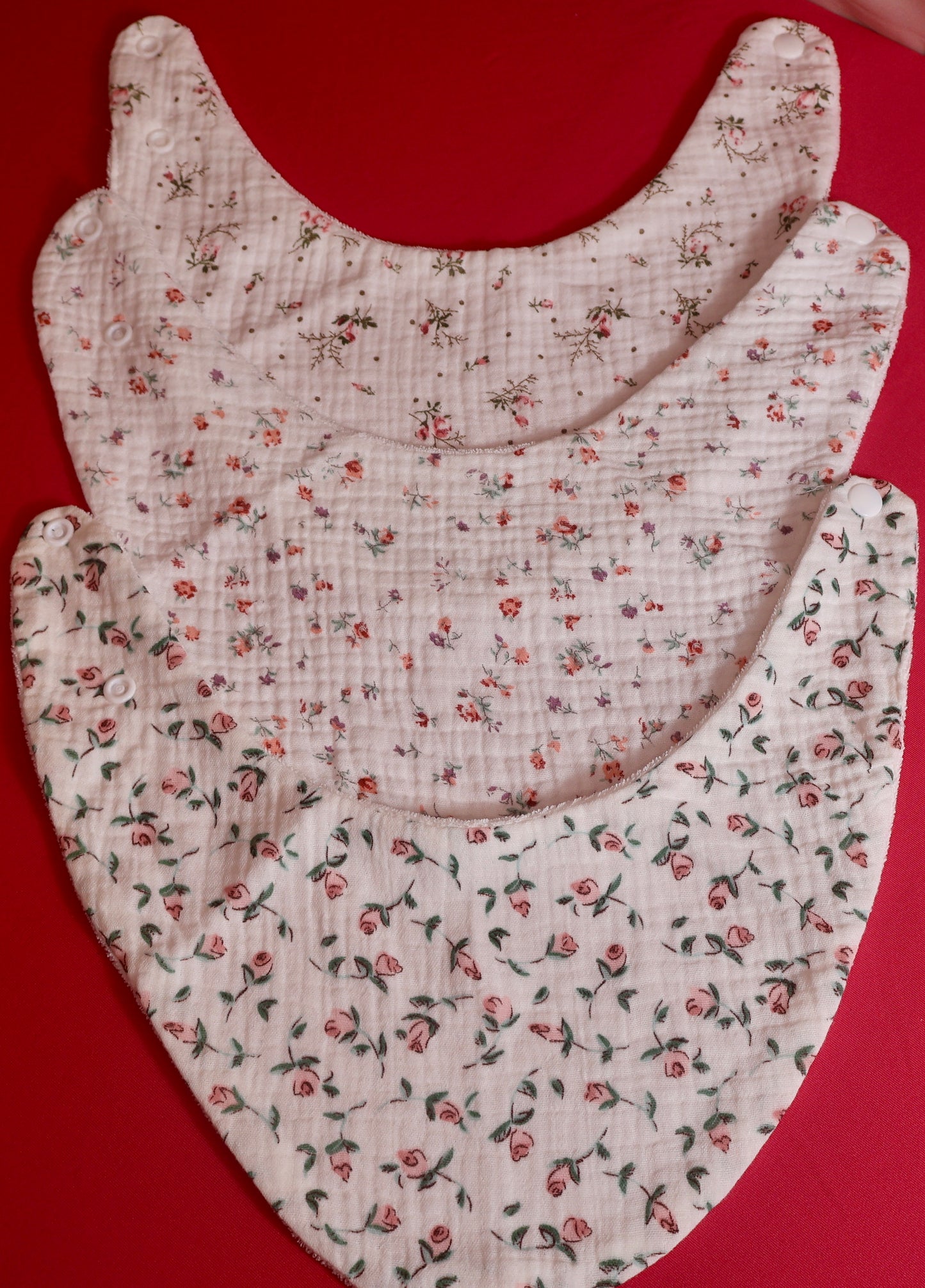 NEW 3 Pack Floral Adjustable Bibs