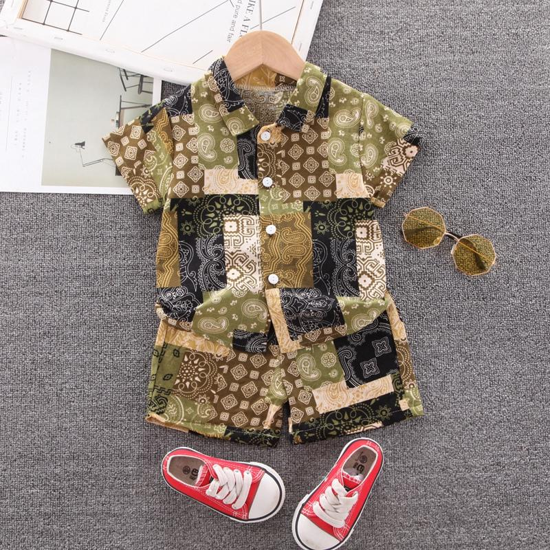 Boys Olive Multi-Print 2-Piece Set