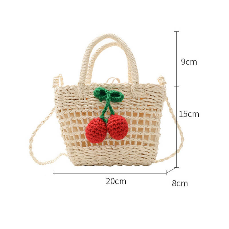 Cherry Woven Crossbody Basket Bag