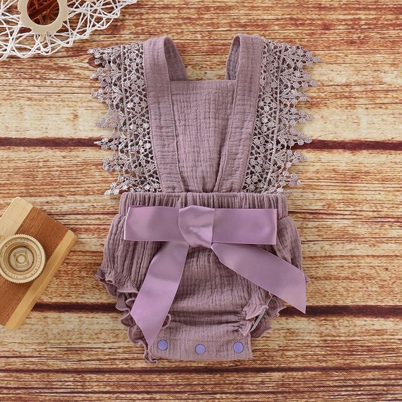 Girls Purple bow Romper