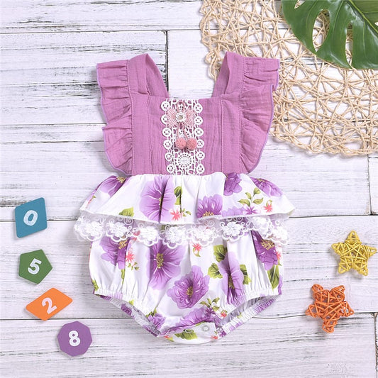 Girls Lilac Floral Romper