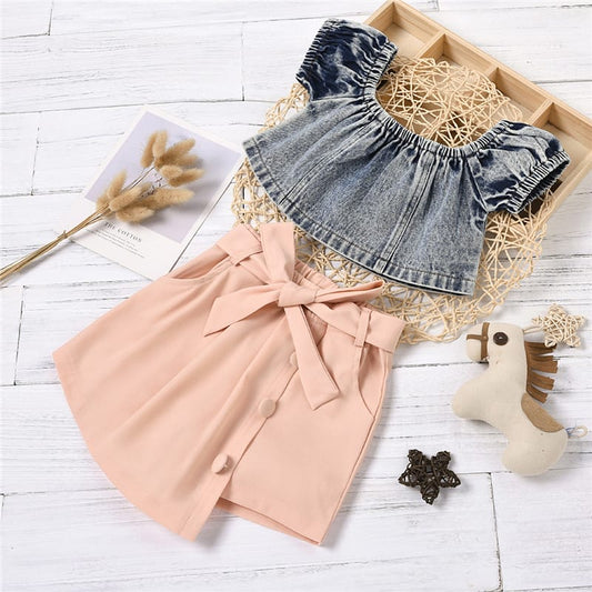 Girls Pretty in Pink and Denim 2-Piece Set