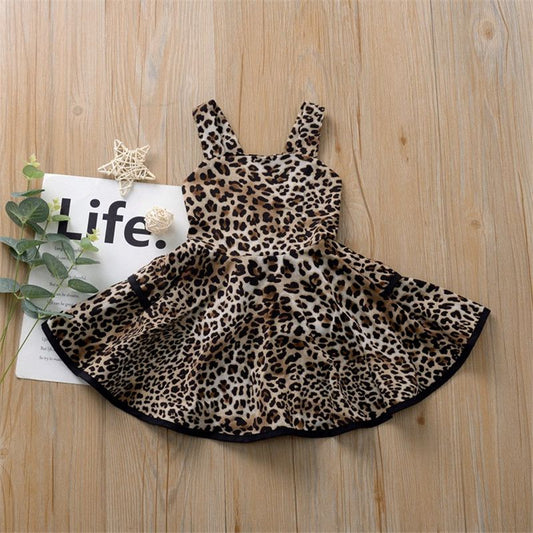 Girls Leopard Ruffle Dress