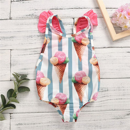 Girls Ice Cream One Piece Swimsuit