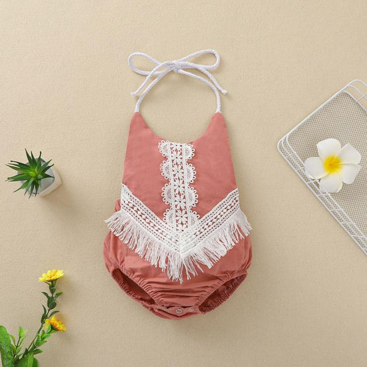 Girls Pink Boho Romper