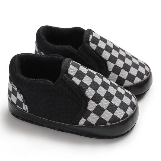 Black Checkerboard Pre-Walker Shoes