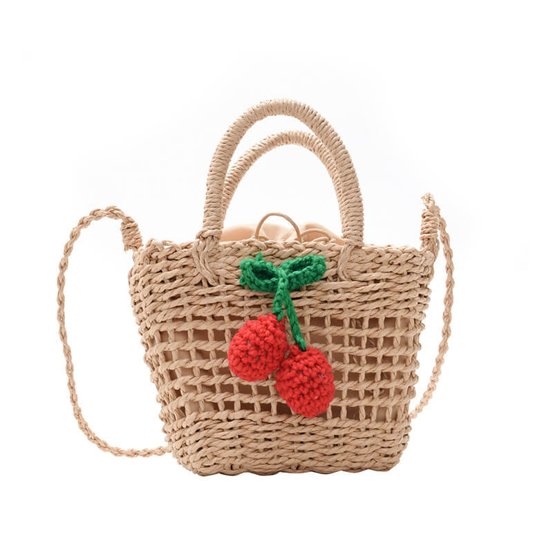 Cherry Woven Crossbody Basket Bag