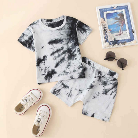 Boys White Tie Dye 2-Piece Set