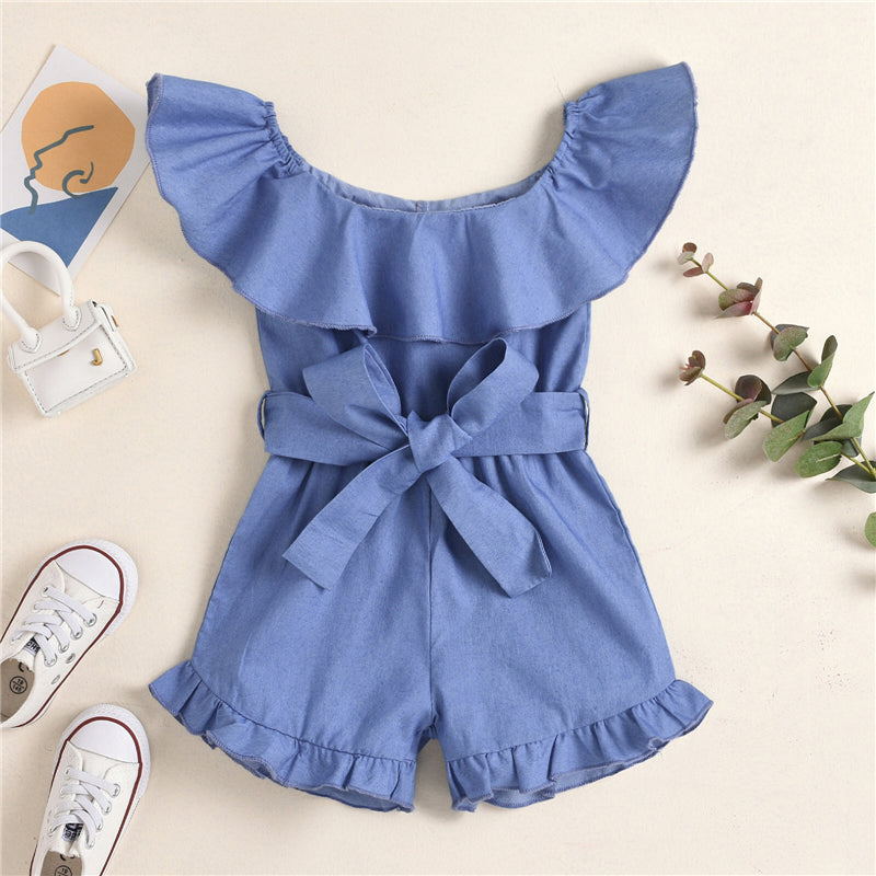 Girls Blue Front Tied Romper