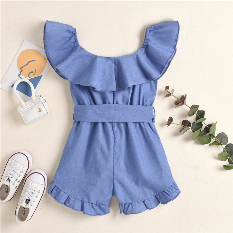 Girls Blue Front Tied Romper